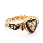 Victorian Heart Shaped Locked Memorial Ring-Charlotte Sayers Antique Jewellery