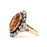 Victorian Hessonite Garnet and Rose Diamond Ring-Charlotte Sayers Antique Jewellery