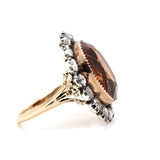 Victorian Hessonite Garnet and Rose Diamond Ring-Charlotte Sayers Antique Jewellery