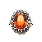 Victorian Hessonite Garnet and Rose Diamond Ring-Charlotte Sayers Antique Jewellery