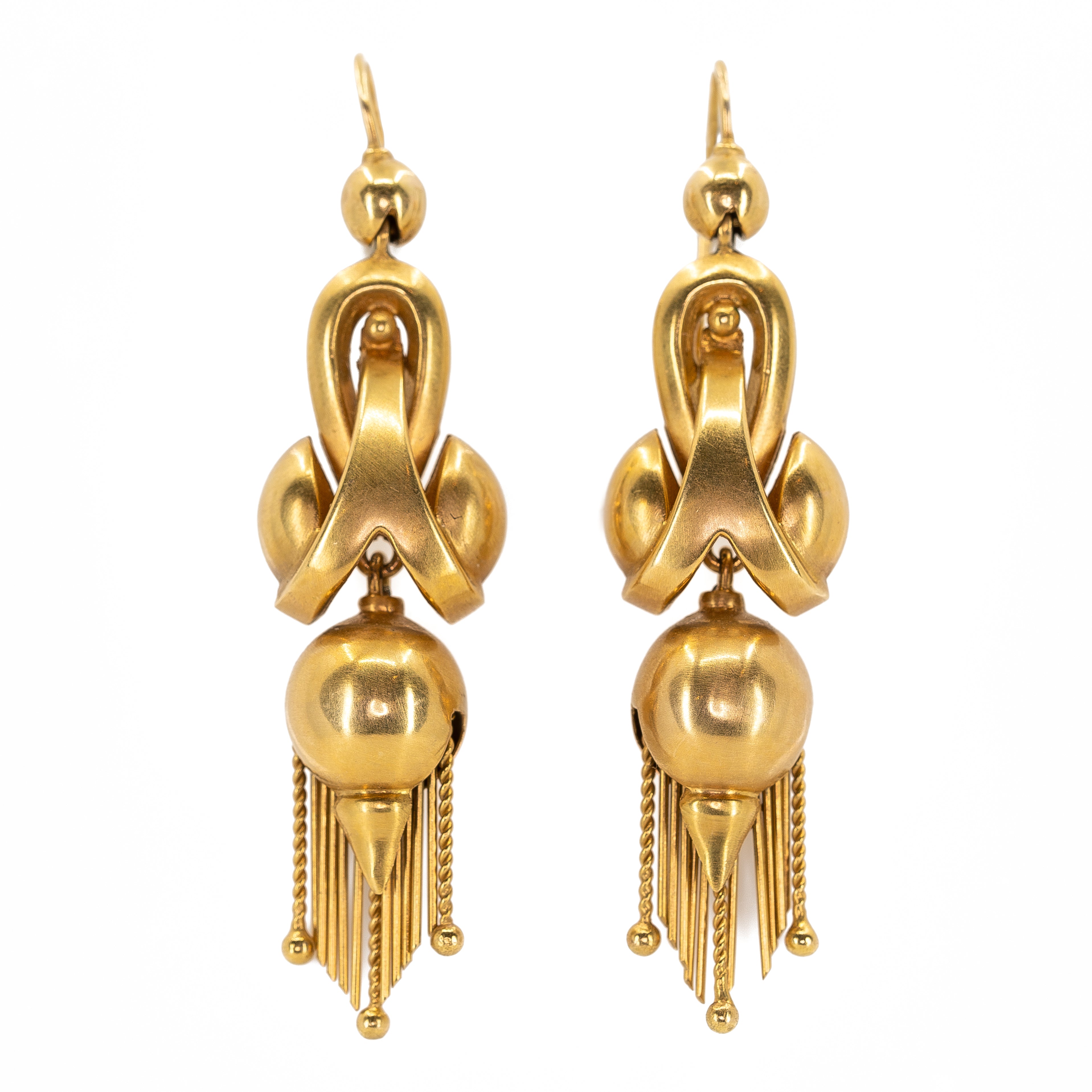 Victorian Hollow Drop Earrings-Charlotte Sayers Antique Jewellery