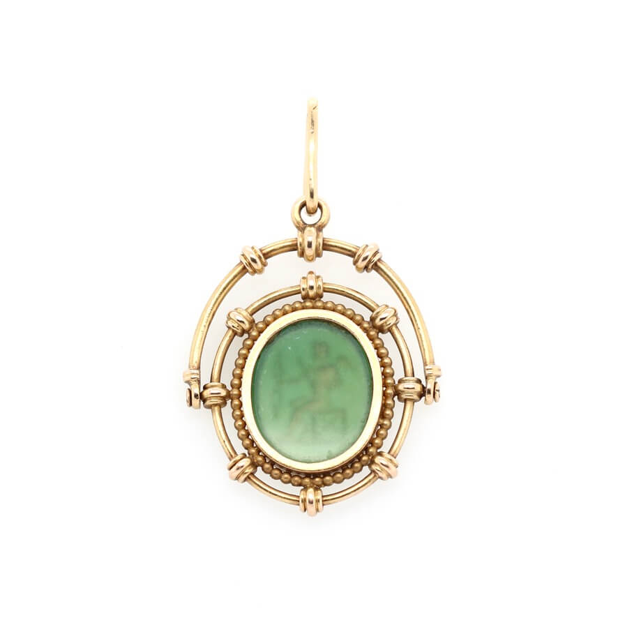 Victorian Intaglio Chrysoprase Pendant-Charlotte Sayers Antique Jewellery