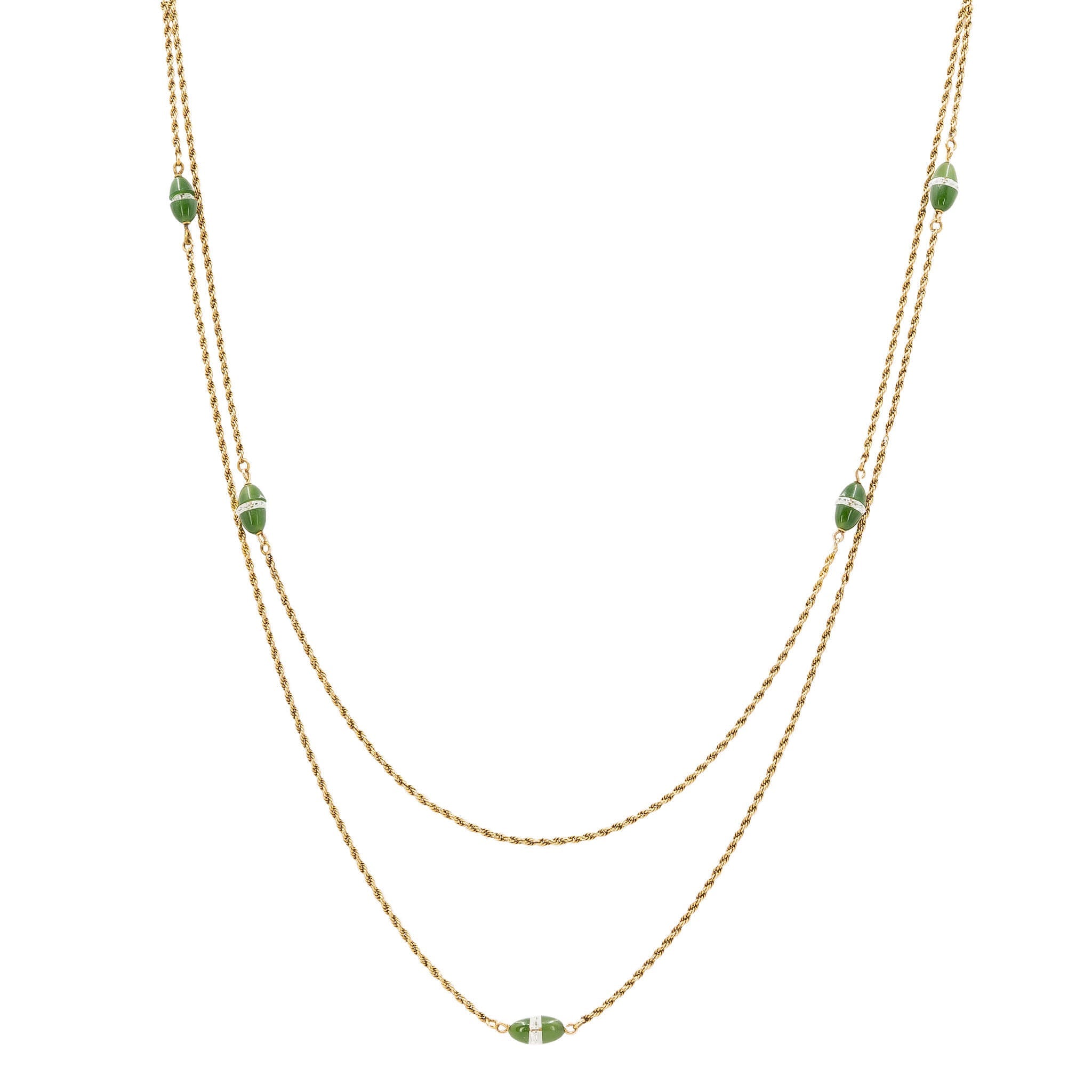 Victorian Jade Gold Chain-Charlotte Sayers Antique Jewellery