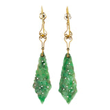 Victorian Jade and Pearl Earrings-Charlotte Sayers Antique Jewellery