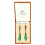 Victorian Jade and Pearl Earrings-Charlotte Sayers Antique Jewellery