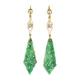 Victorian Jade and Pearl Earrings-Charlotte Sayers Antique Jewellery