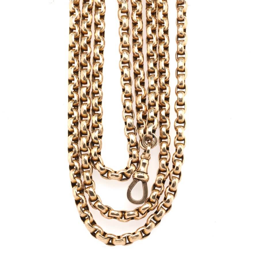 Victorian Long Gold Guard Chain-Charlotte Sayers Antique Jewellery