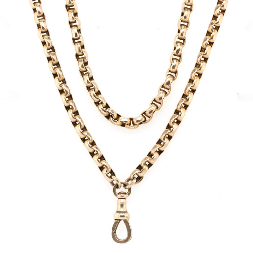 Victorian Long Gold Guard Chain-Charlotte Sayers Antique Jewellery