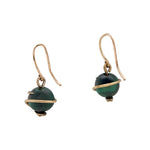 Victorian Malachite Snake Earrings-Charlotte Sayers Antique Jewellery
