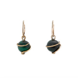 Victorian Malachite Snake Earrings-Charlotte Sayers Antique Jewellery