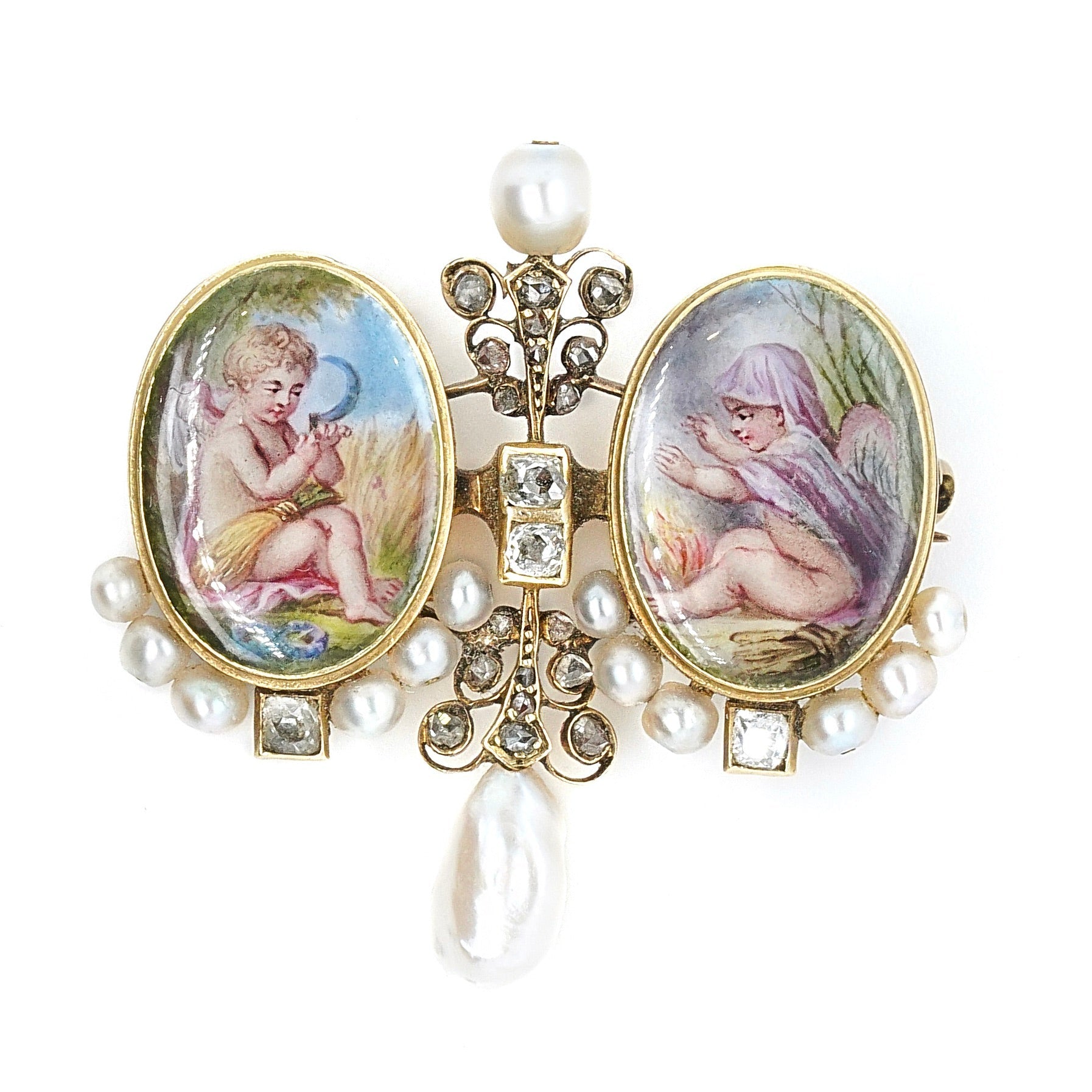 Victorian Miniature Cherub Brooch-Charlotte Sayers Antique Jewellery