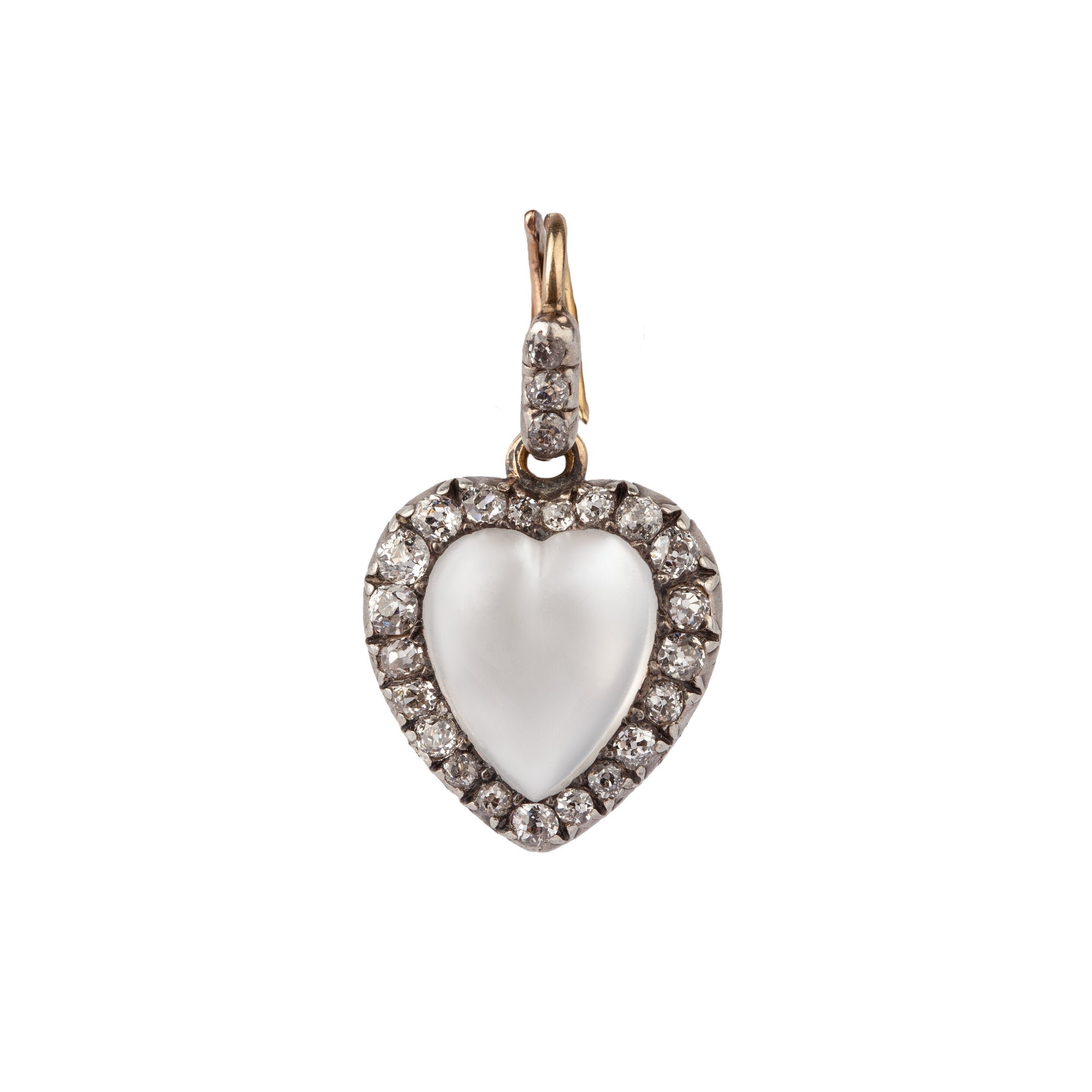 Victorian Moonstone and Diamond Heart Pendant-Charlotte Sayers Antique Jewellery