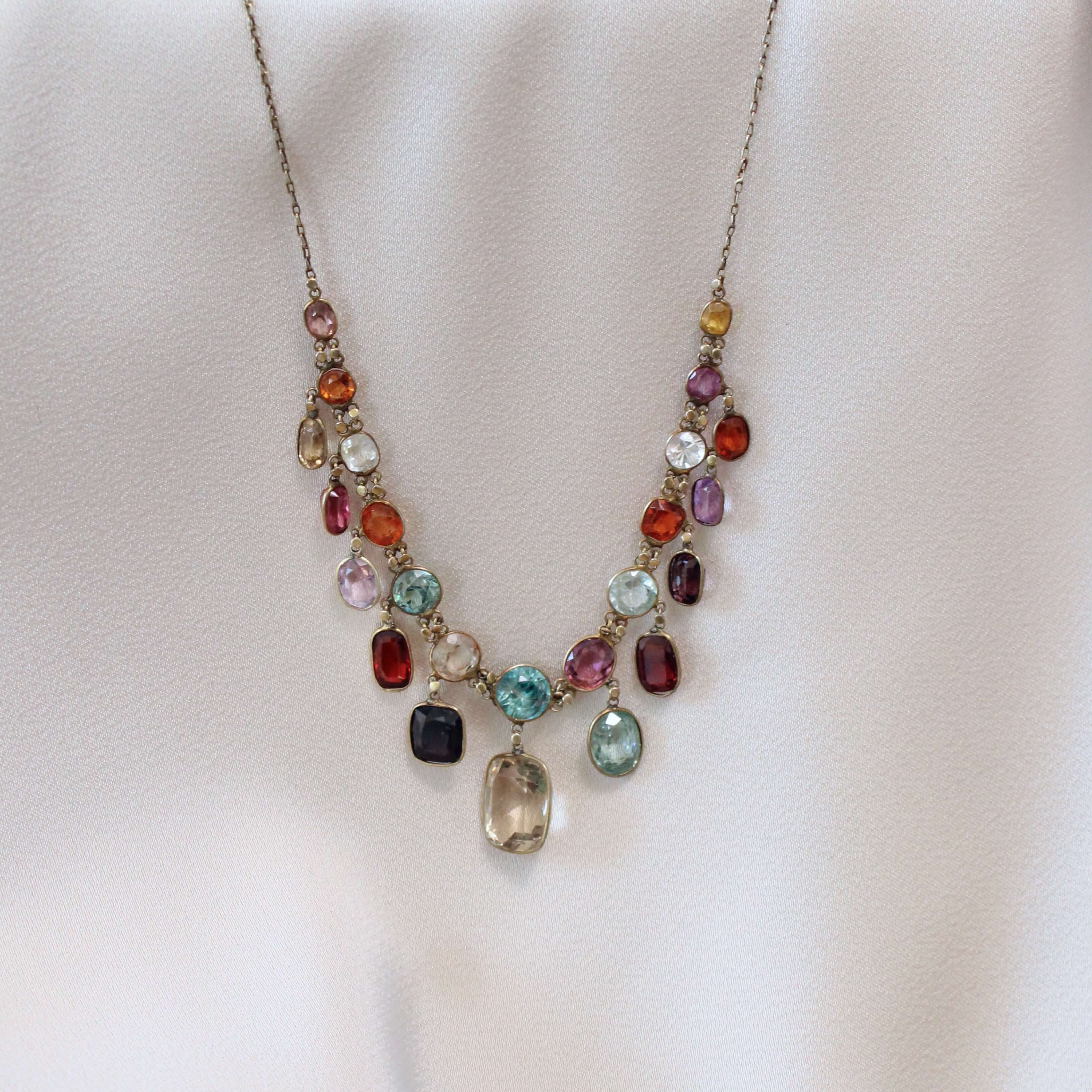 Victorian Multi Gem Necklace-Charlotte Sayers Antique Jewellery