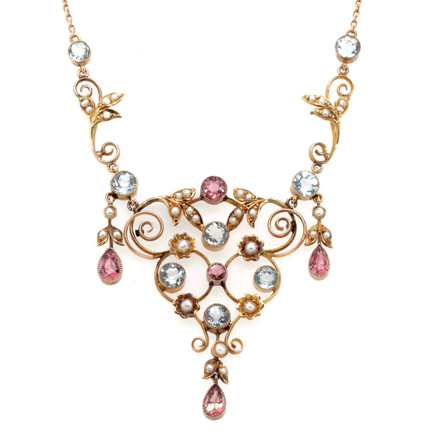 Victorian Multi Gem Necklace-Charlotte Sayers Antique Jewellery