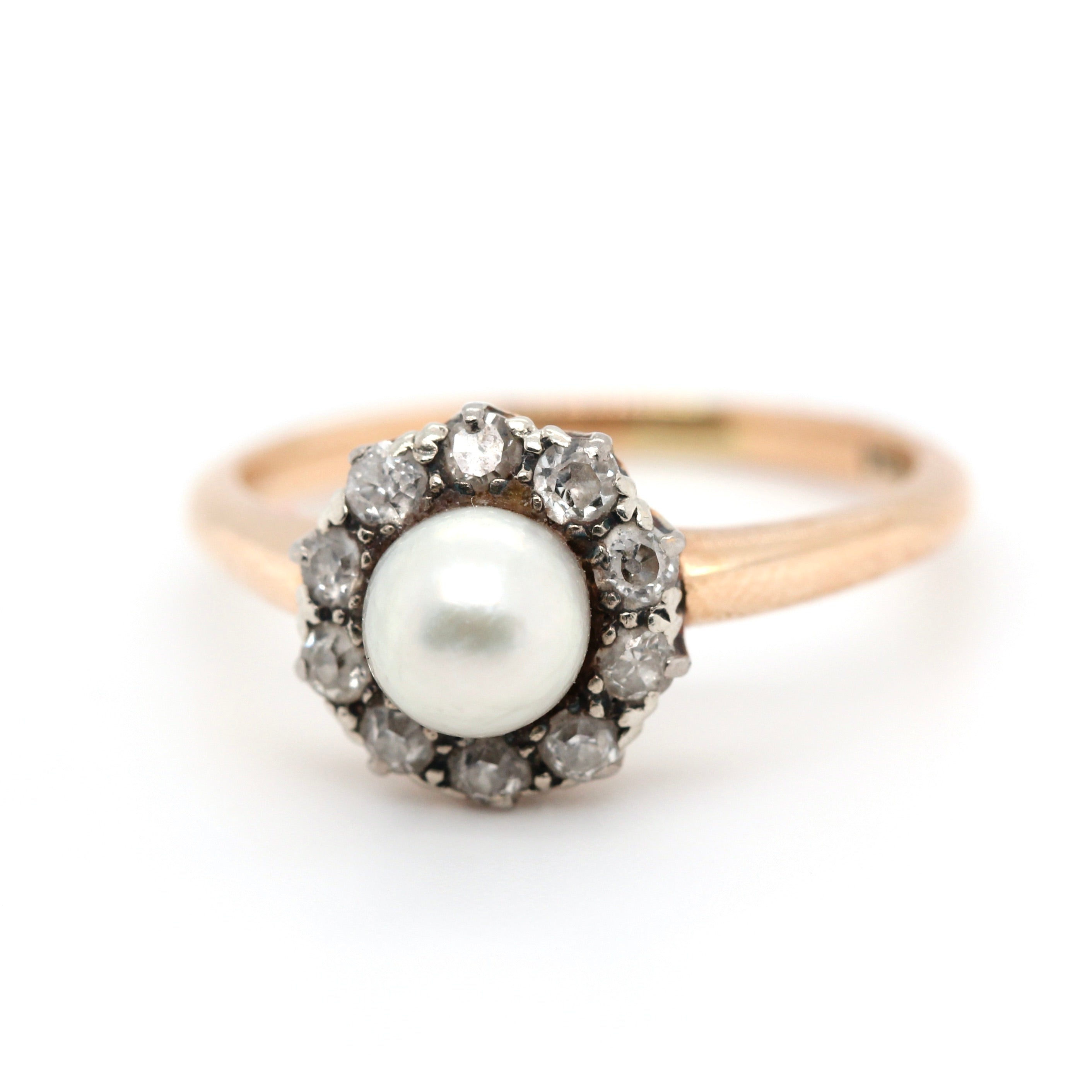 Victorian & Natural Pearl Diamond Ring-Charlotte Sayers Antique Jewellery