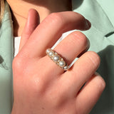 Victorian Natural Pearl and Diamond Five Stone Ring-Charlotte Sayers Antique Jewellery