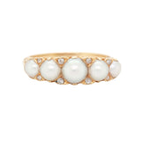 Victorian Natural Pearl and Diamond Five Stone Ring-Charlotte Sayers Antique Jewellery