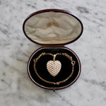 Victorian Natural Pearl and Diamond Pavè Heart Pendant-Charlotte Sayers Antique Jewellery