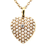 Victorian Natural Pearl and Diamond Pavè Heart Pendant-Charlotte Sayers Antique Jewellery