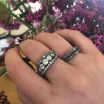 Victorian Old Cut Diamond 3 Row Ring-Charlotte Sayers Antique Jewellery