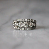 Victorian Old Cut Diamond 3 Row Ring-Charlotte Sayers Antique Jewellery