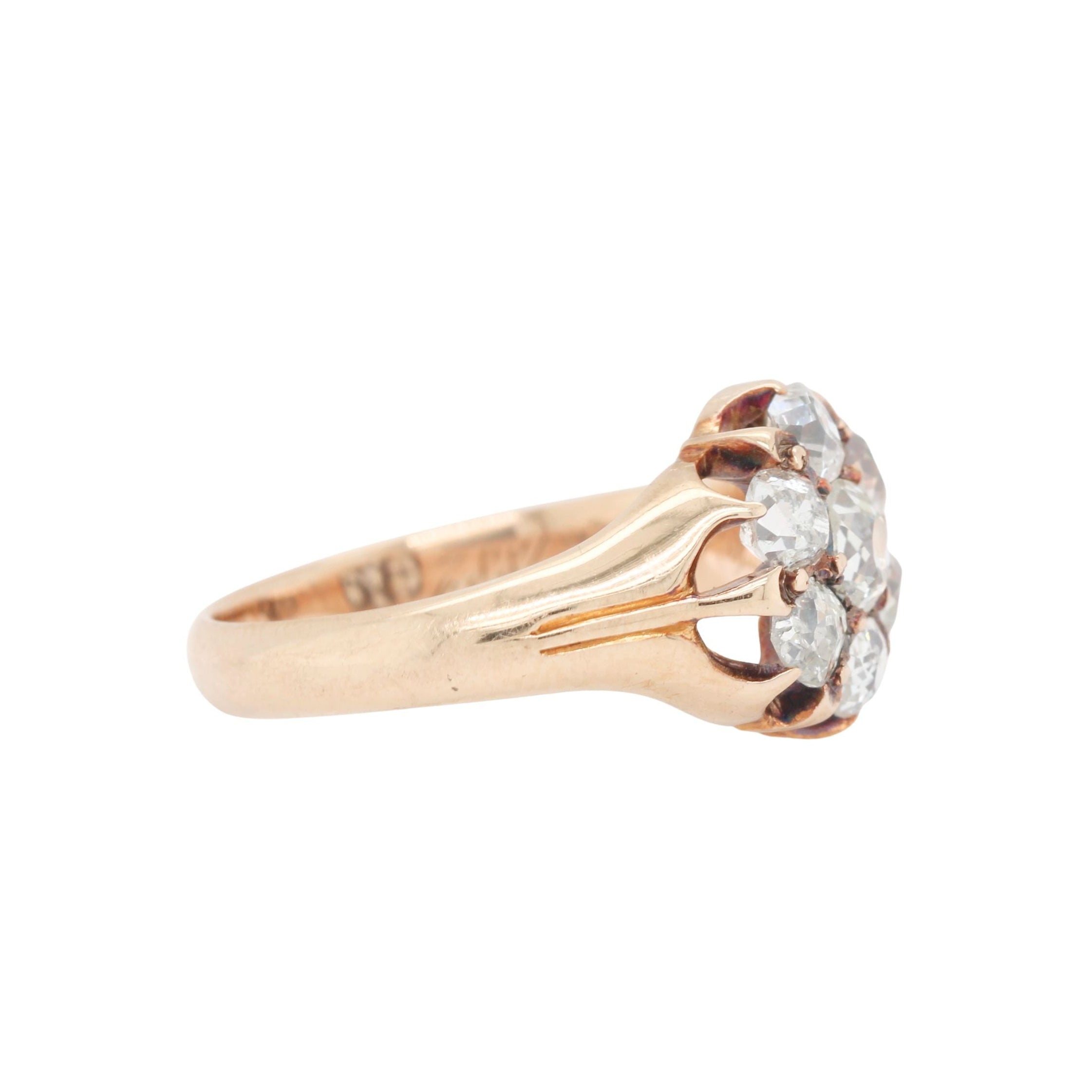 Victorian Old Cut Diamond Cluster Ring-Charlotte Sayers Antique Jewellery