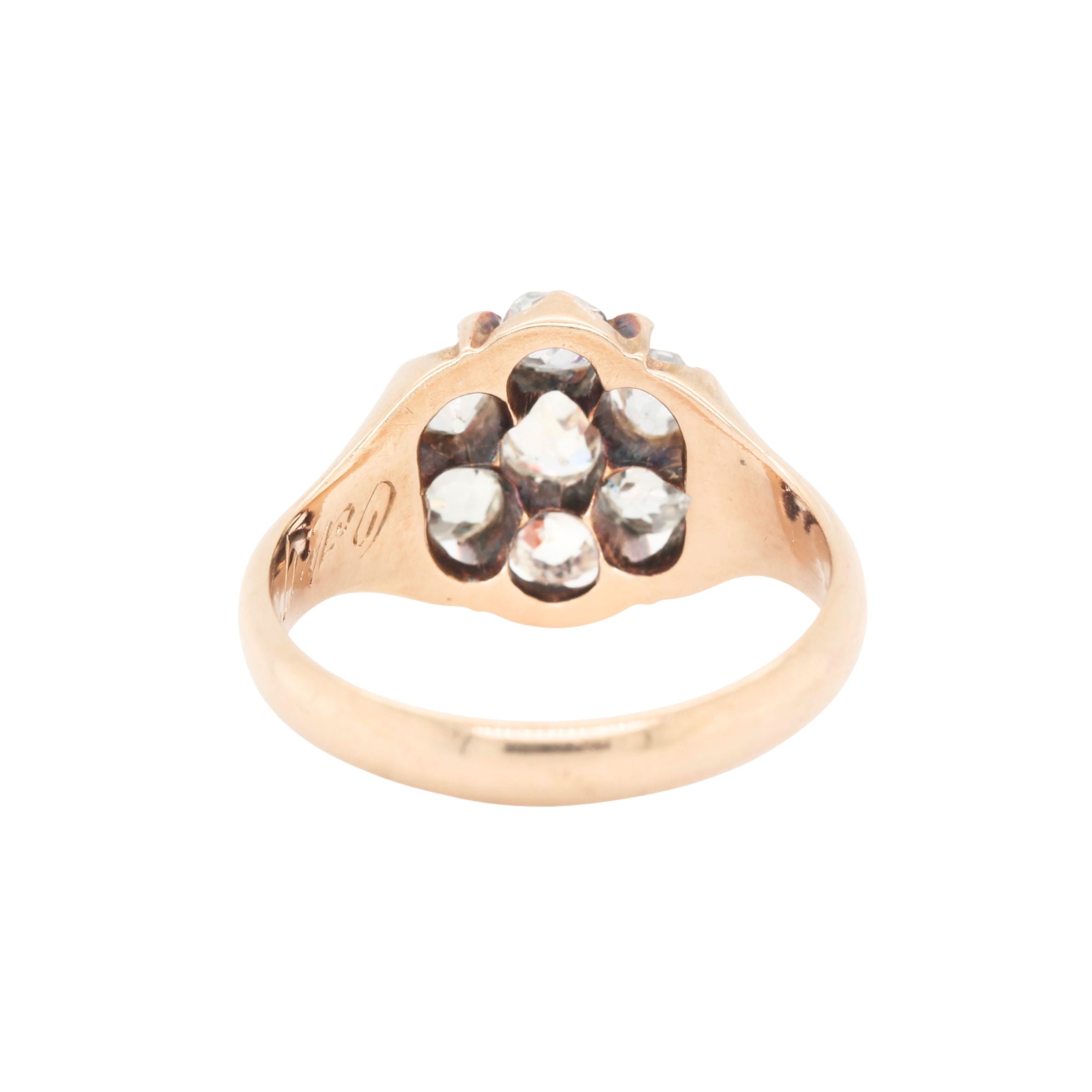 Victorian Old Cut Diamond Cluster Ring-Charlotte Sayers Antique Jewellery