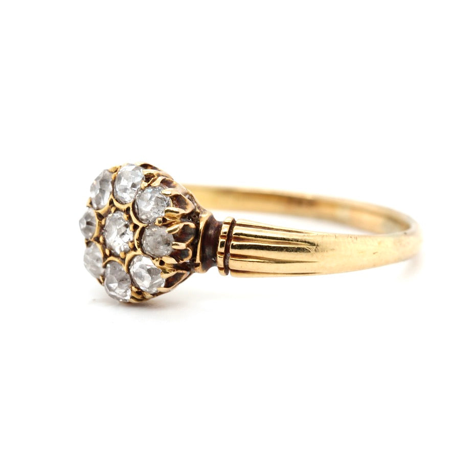 Victorian Old Cut Diamond Cluster Ring-Charlotte Sayers Antique Jewellery