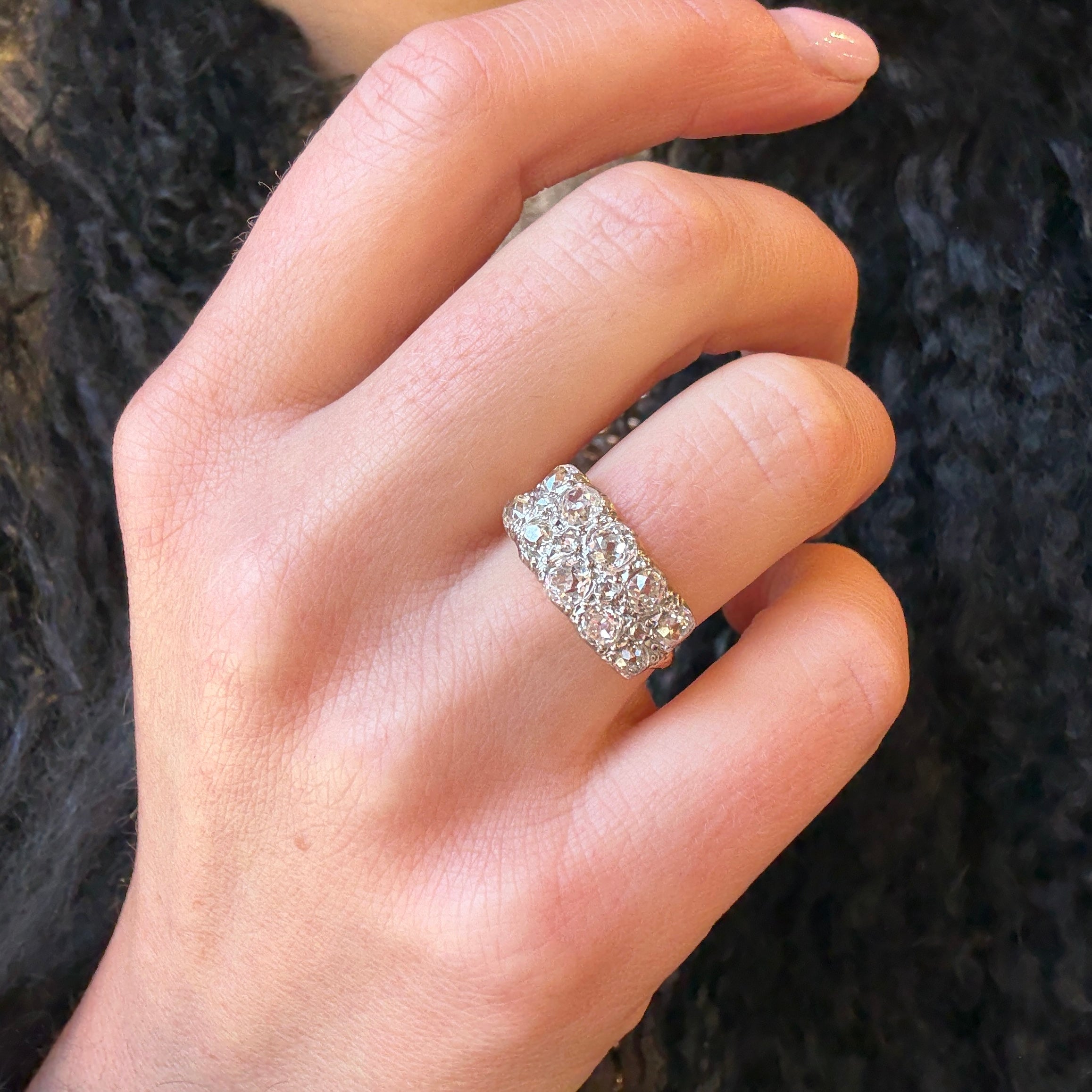 Victorian Old Cut Two Row Diamond Ring-Charlotte Sayers Antique Jewellery