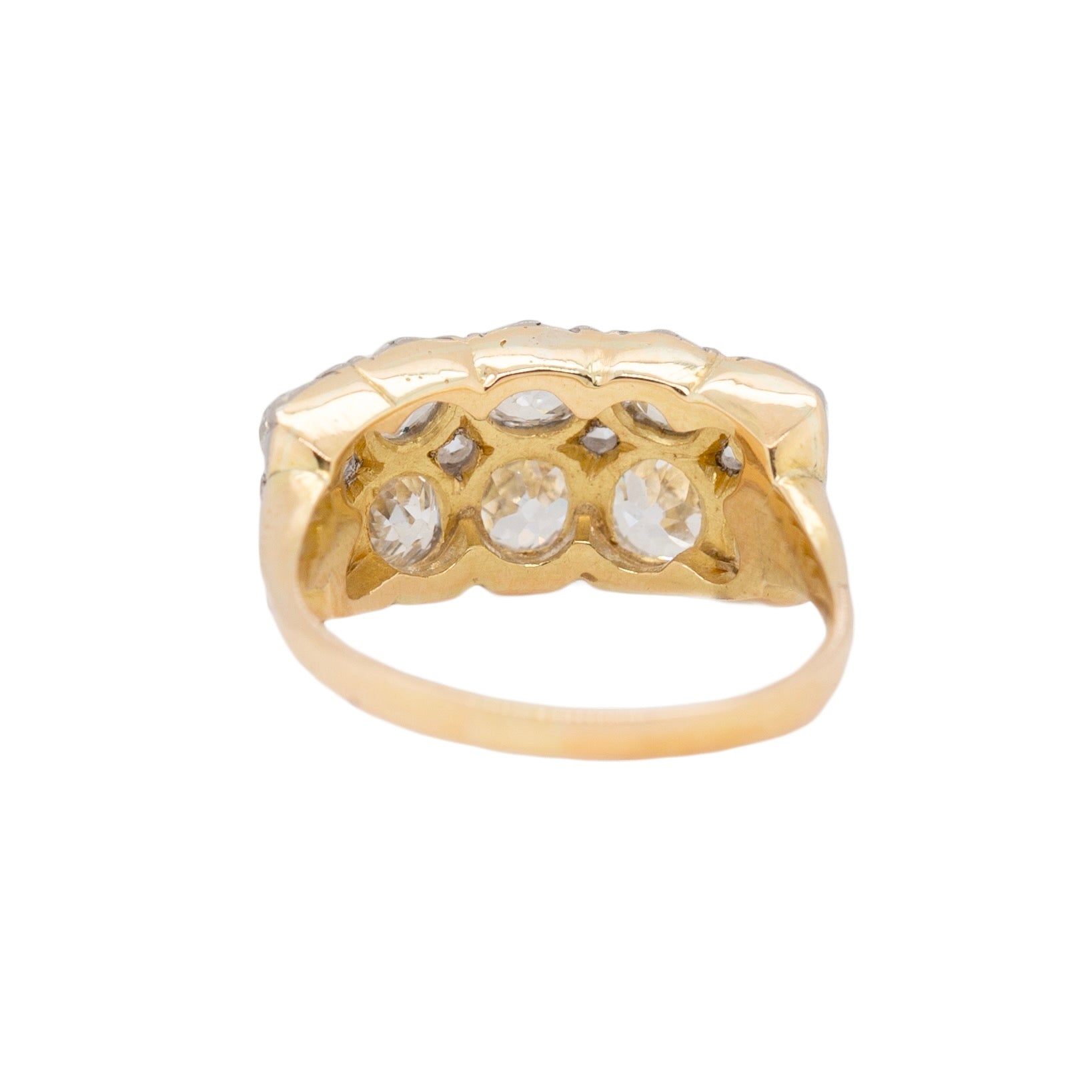 Victorian Old Cut Two Row Diamond Ring-Charlotte Sayers Antique Jewellery