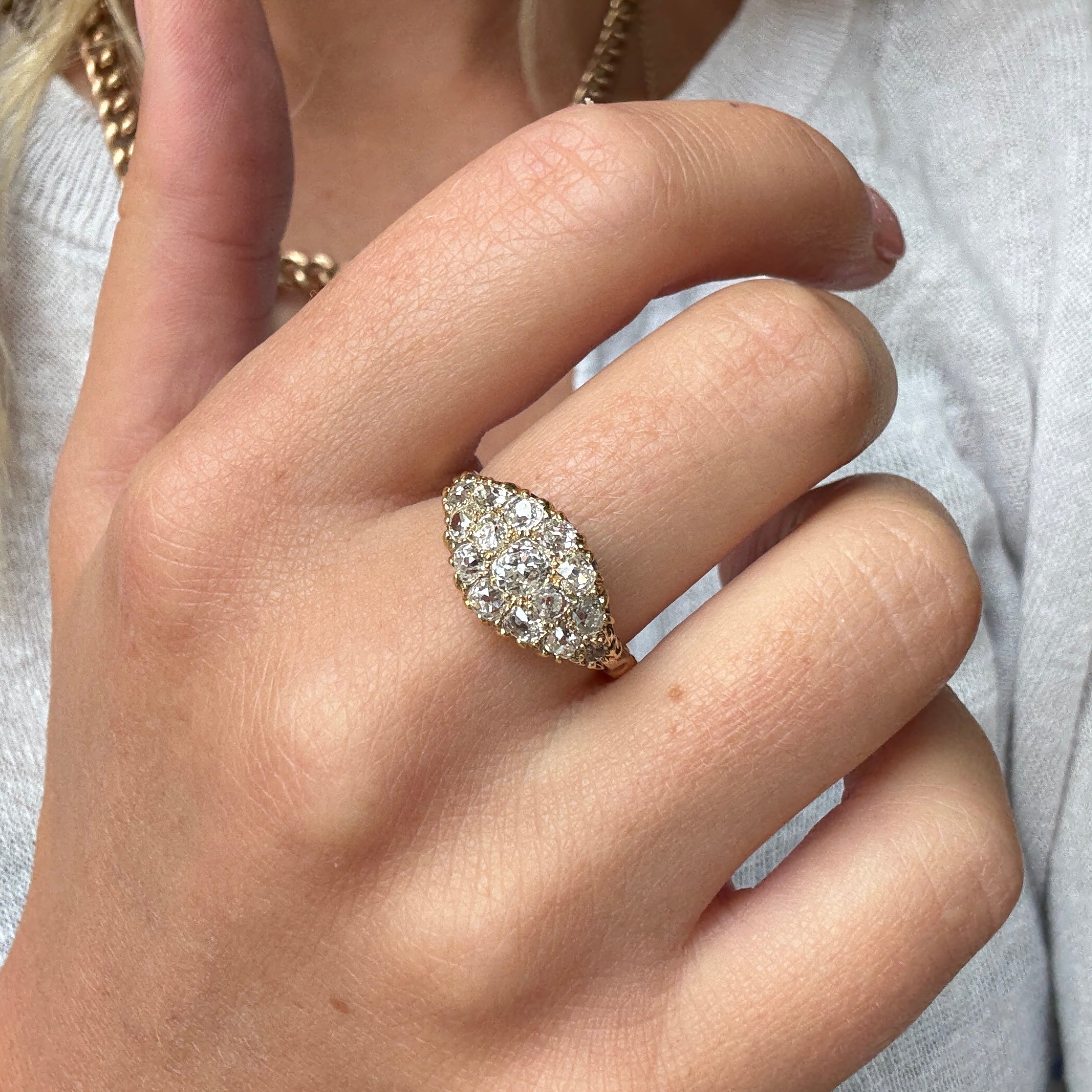 Victorian Old Mine Cut Diamond Cluster Ring-Charlotte Sayers Antique Jewellery