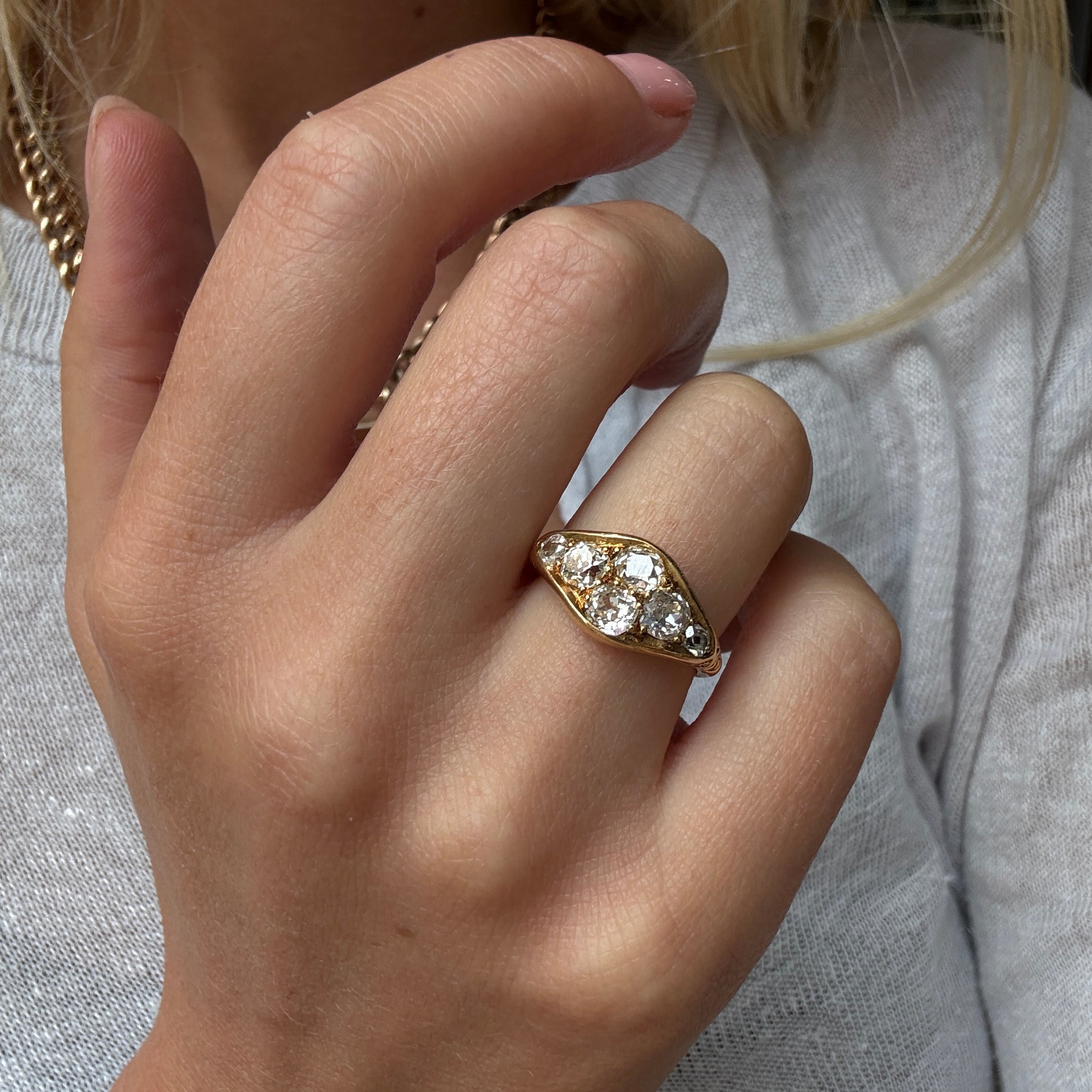 Victorian Old Mine Cut Diamond Cluster Ring-Charlotte Sayers Antique Jewellery