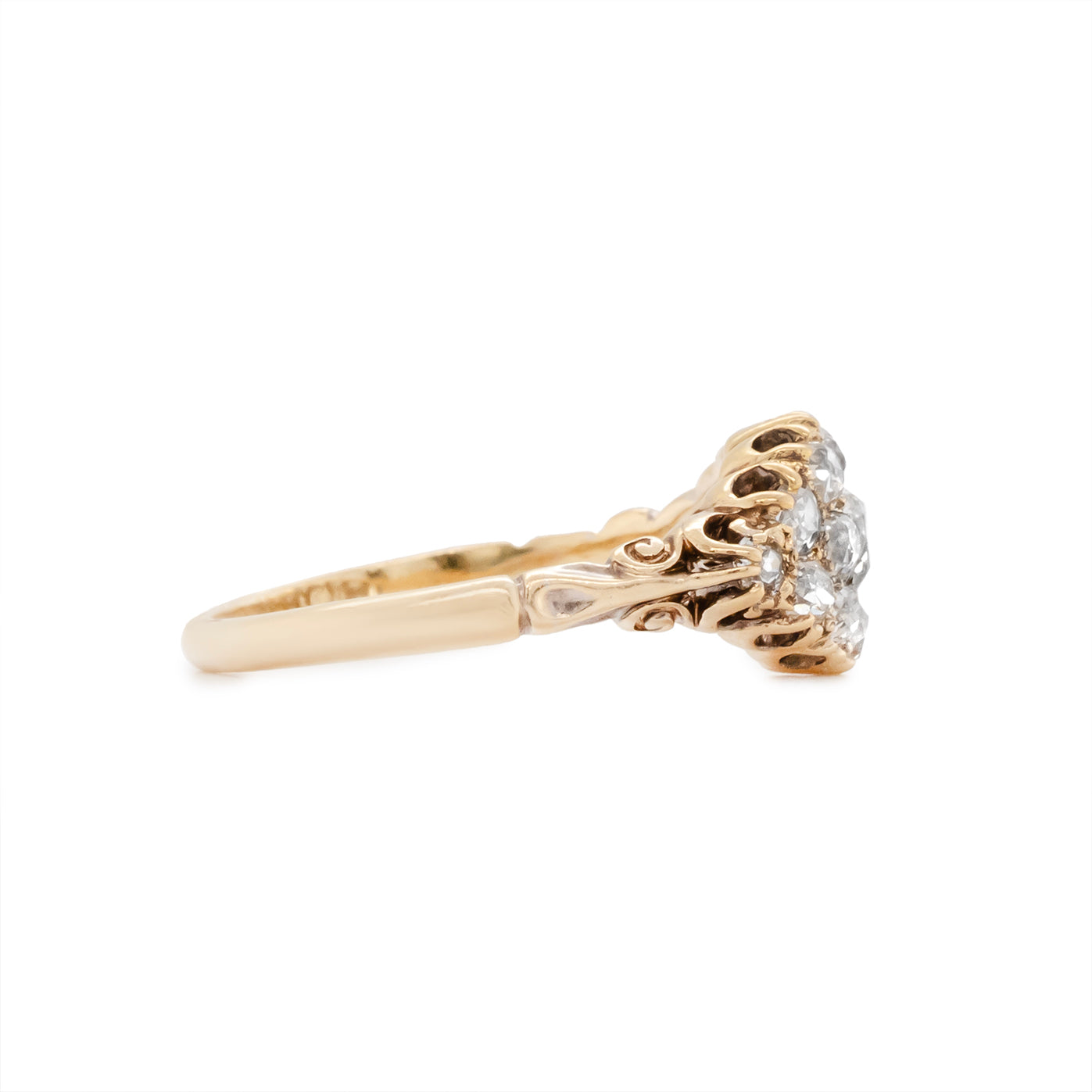 Victorian Old Mine Cut Diamond Cluster Ring-Charlotte Sayers Antique Jewellery