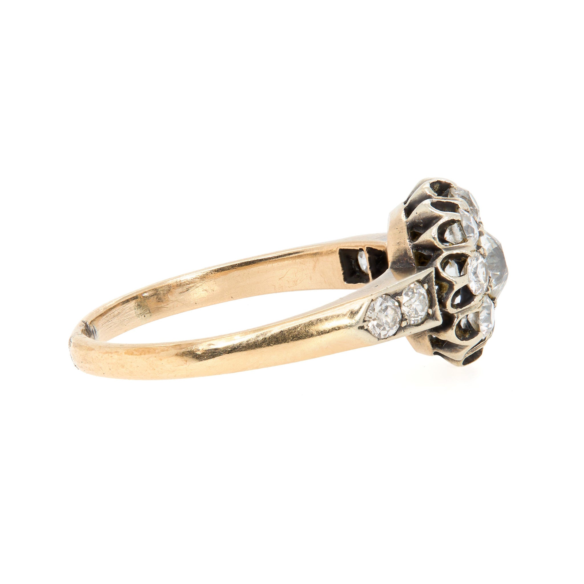 Victorian Old Mine Cut Diamond Cluster Ring-Charlotte Sayers Antique Jewellery