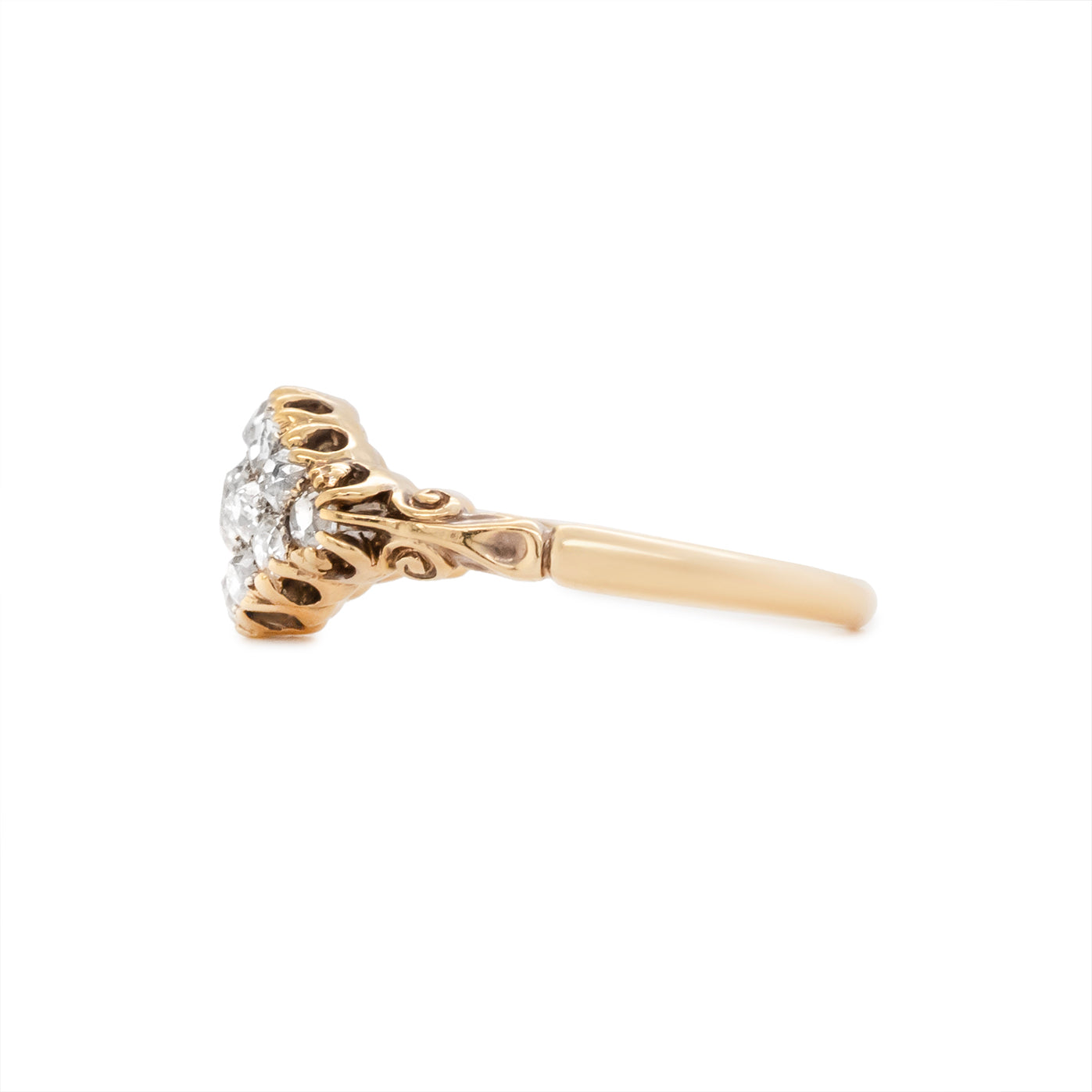 Victorian Old Mine Cut Diamond Cluster Ring-Charlotte Sayers Antique Jewellery