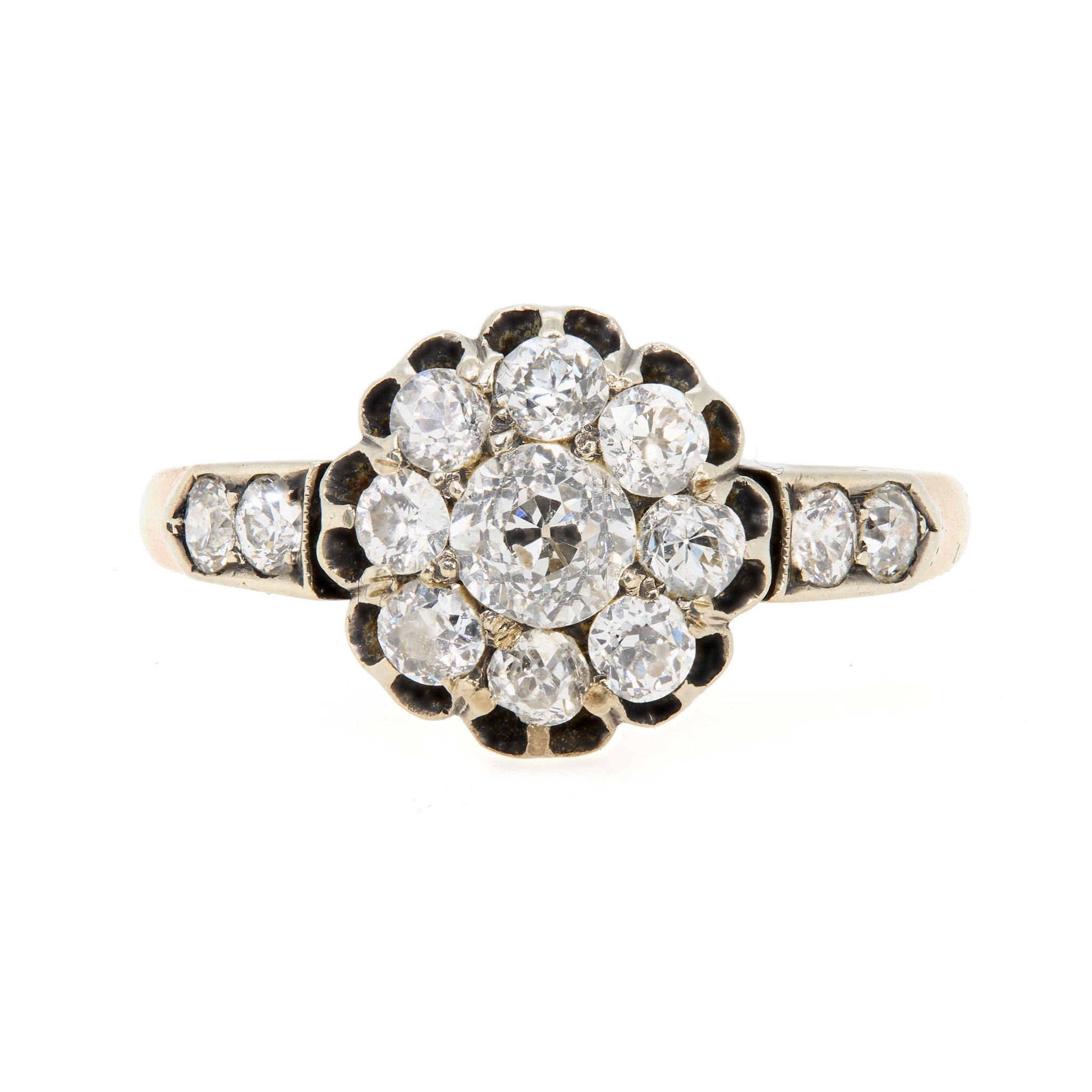 Victorian Old Mine Cut Diamond Cluster Ring-Charlotte Sayers Antique Jewellery