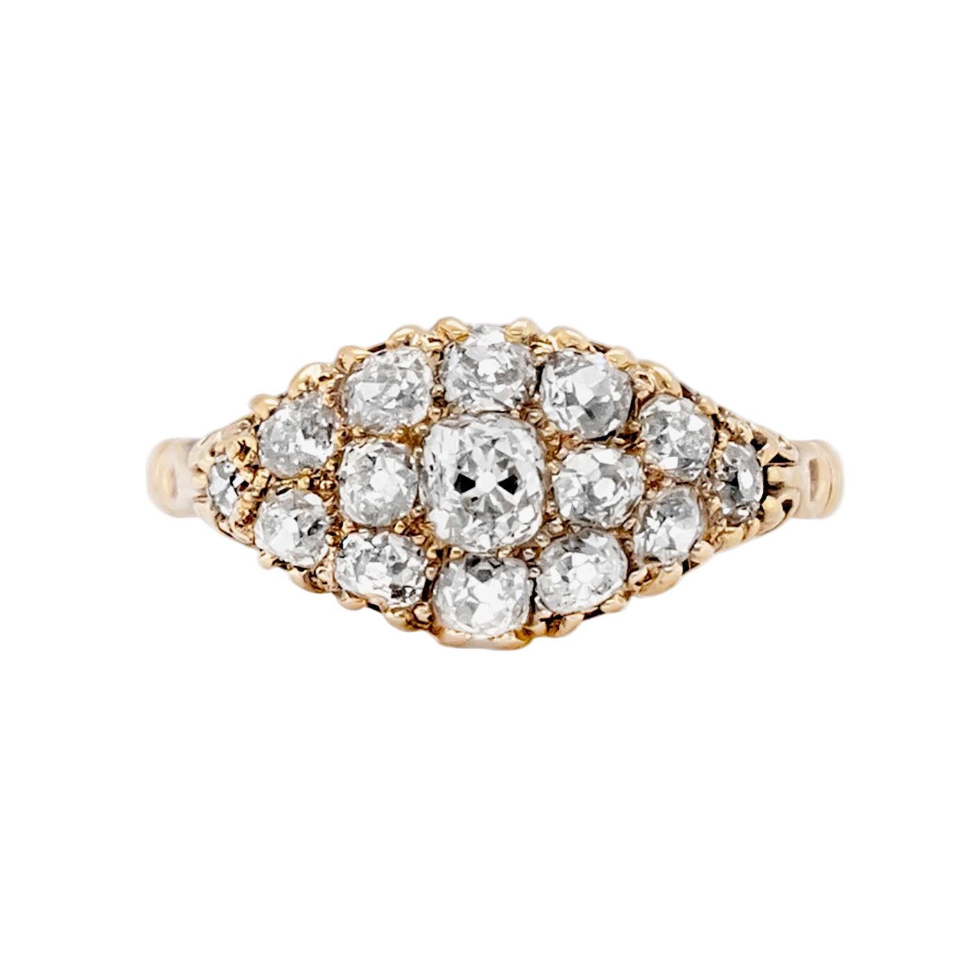 Victorian Old Mine Cut Diamond Cluster Ring-Charlotte Sayers Antique Jewellery