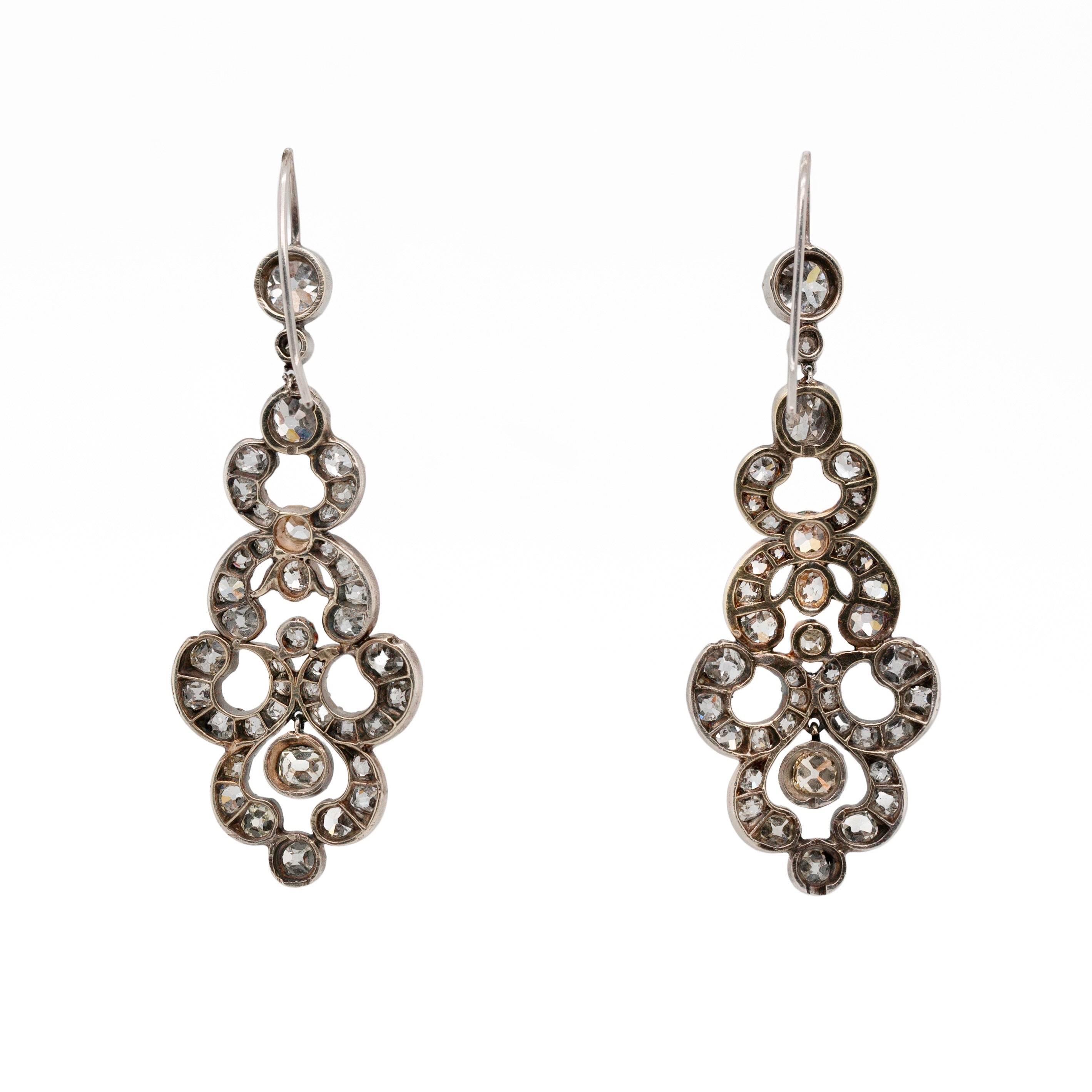 Victorian Old Mine Cut Diamond Earrings-Charlotte Sayers Antique Jewellery