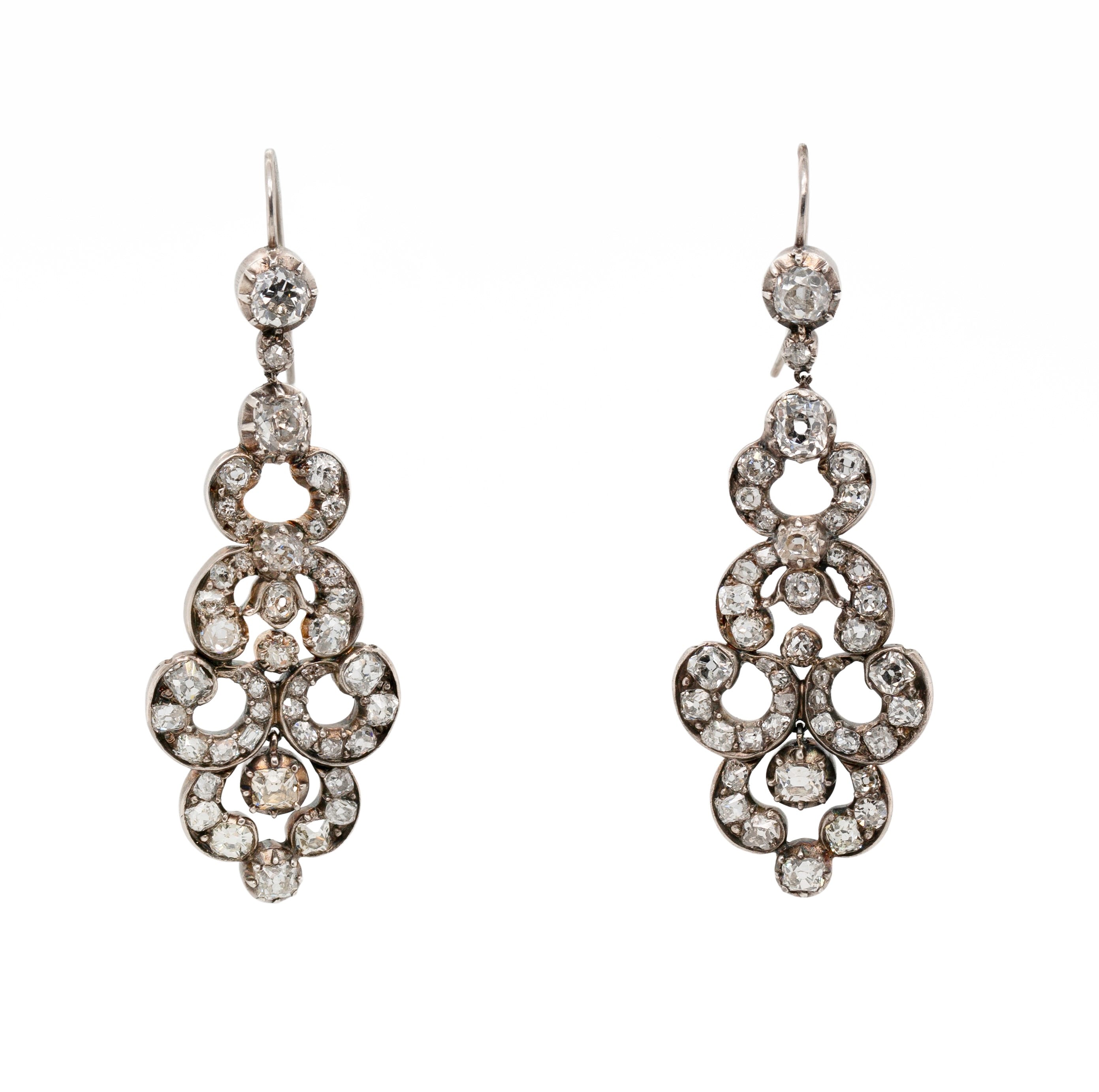 Victorian Old Mine Cut Diamond Earrings-Charlotte Sayers Antique Jewellery