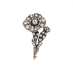 Victorian Old Mine Cut Diamond Flower Brooch-Charlotte Sayers Antique Jewellery