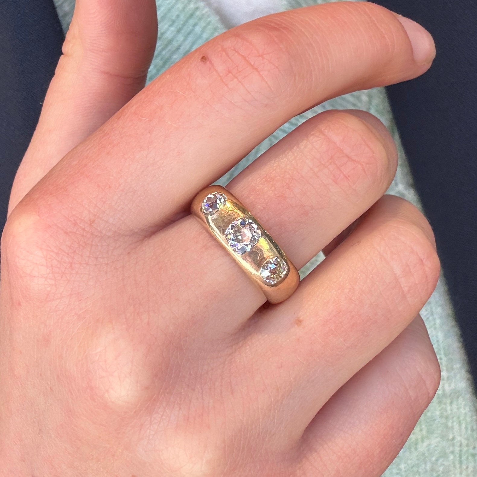 Victorian Old Mine Cut Diamond Gypsy Ring-Charlotte Sayers Antique Jewellery