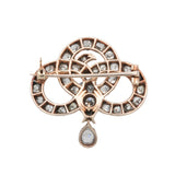 Victorian Old Mine Cut Diamond Snake Brooch with Emerald Eyes-Charlotte Sayers Antique Jewellery