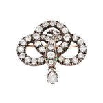 Victorian Old Mine Cut Diamond Snake Brooch with Emerald Eyes-Charlotte Sayers Antique Jewellery