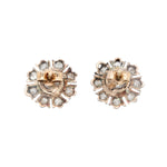 Victorian Old Mine Cut Diamond Stud Flower Earrings-Charlotte Sayers Antique Jewellery