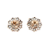 Victorian Old Mine Cut Diamond Stud Flower Earrings-Charlotte Sayers Antique Jewellery
