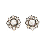Victorian Old Mine Cut Diamond Stud Flower Earrings-Charlotte Sayers Antique Jewellery