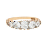 Victorian Old Mine Cut Five Stone Diamond Ring-Charlotte Sayers Antique Jewellery
