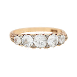 Victorian Old Mine Cut Five Stone Diamond Ring-Charlotte Sayers Antique Jewellery