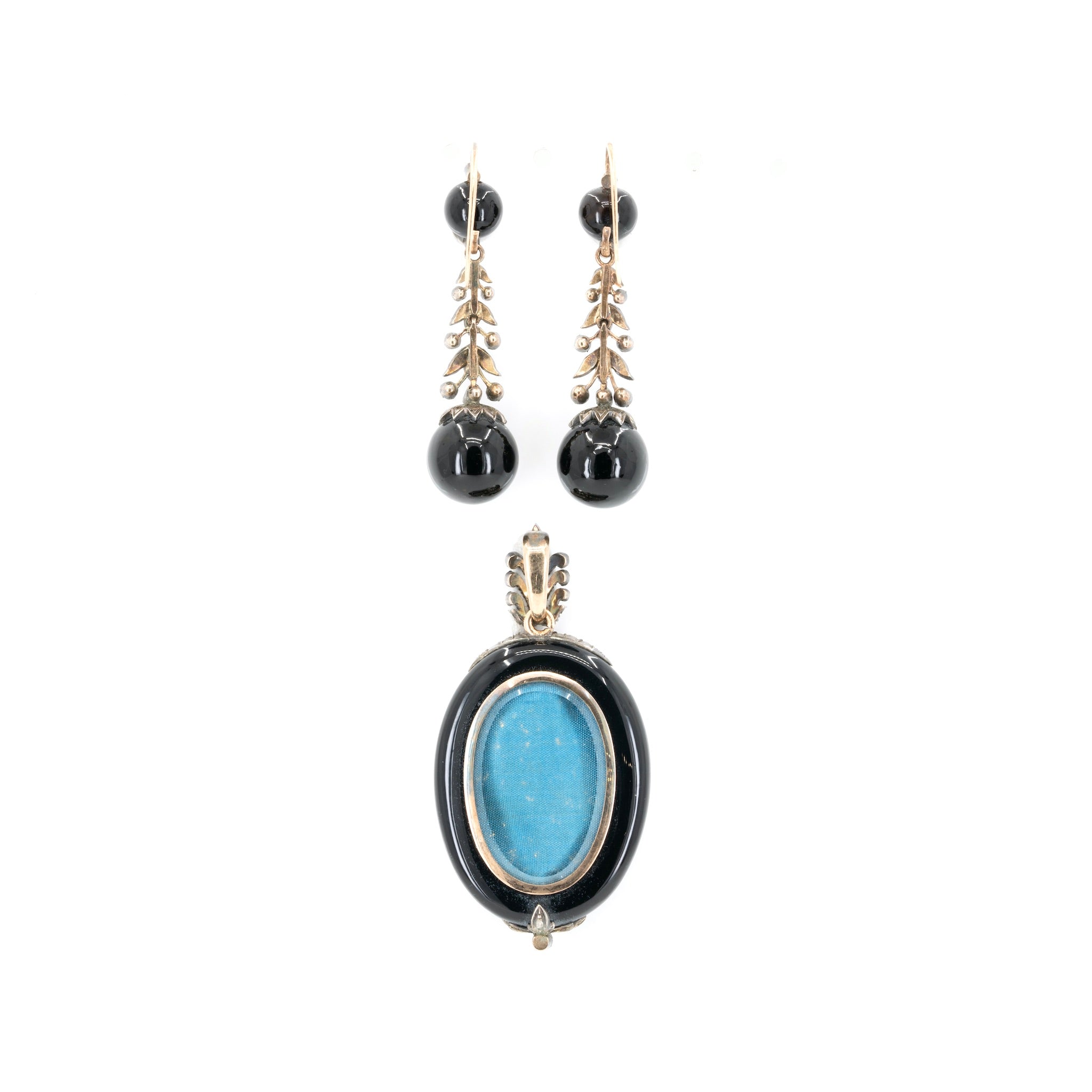 Victorian Onyx and Diamond Suite-Charlotte Sayers Antique Jewellery