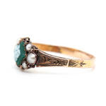 Victorian Onyx and Pearl Flower Ring-Charlotte Sayers Antique Jewellery